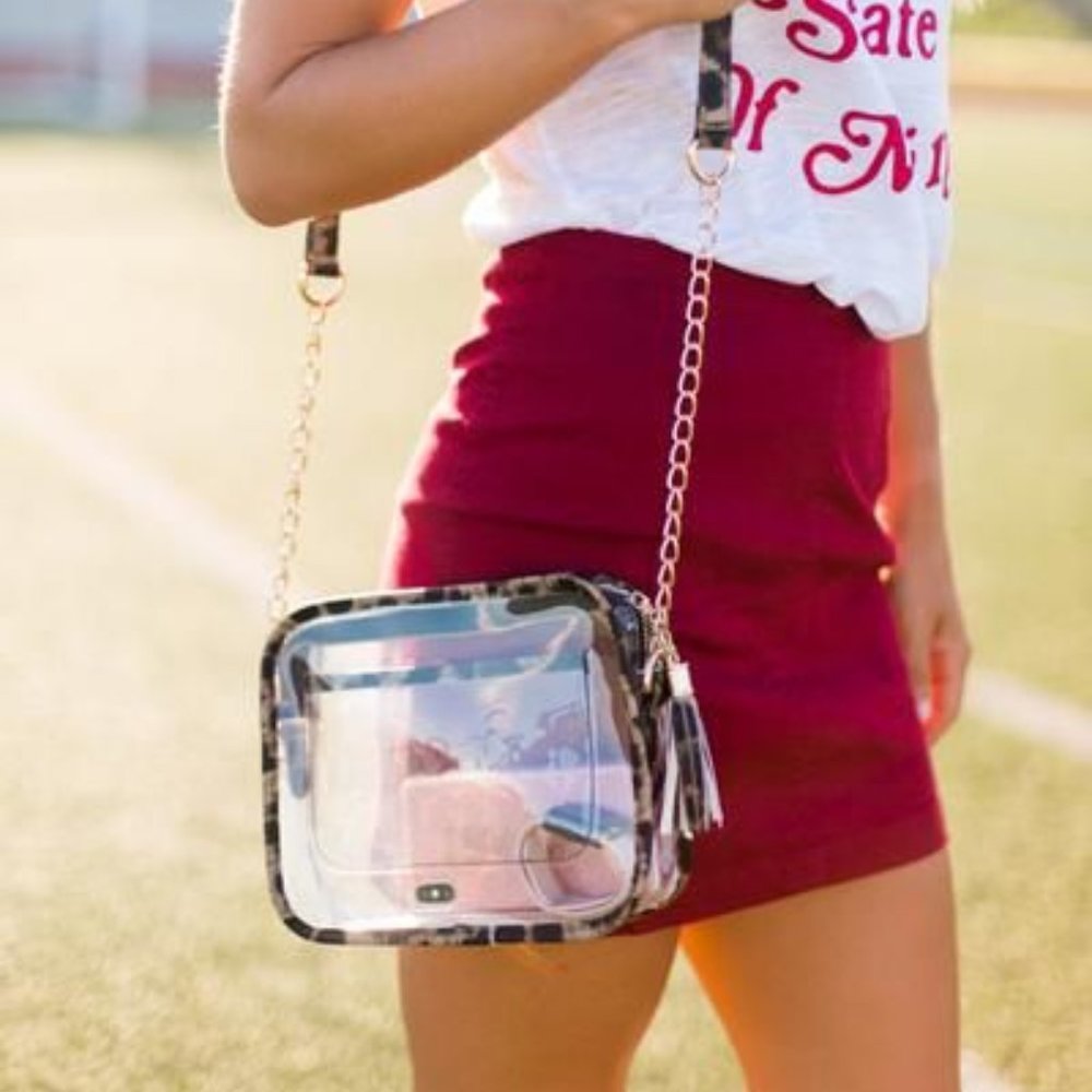 Impeccable Pig Clear Leopard Game Day Purse